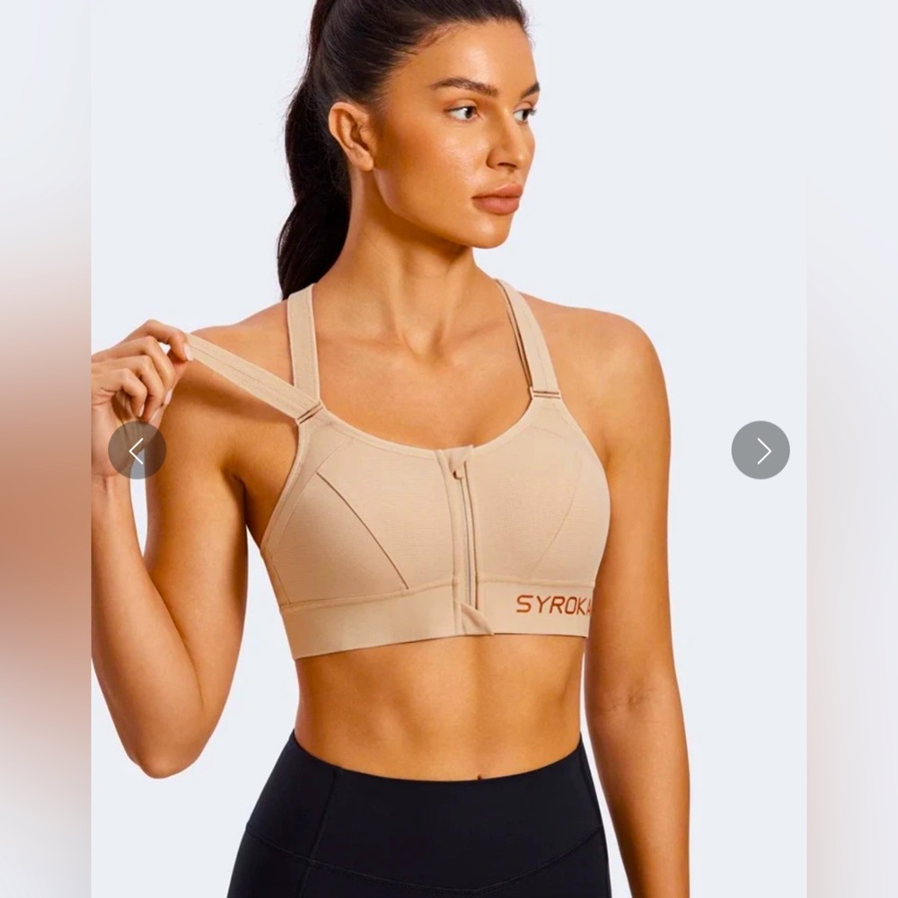 Front Zip Wirefree Sports Bra - Picture 3 of 8